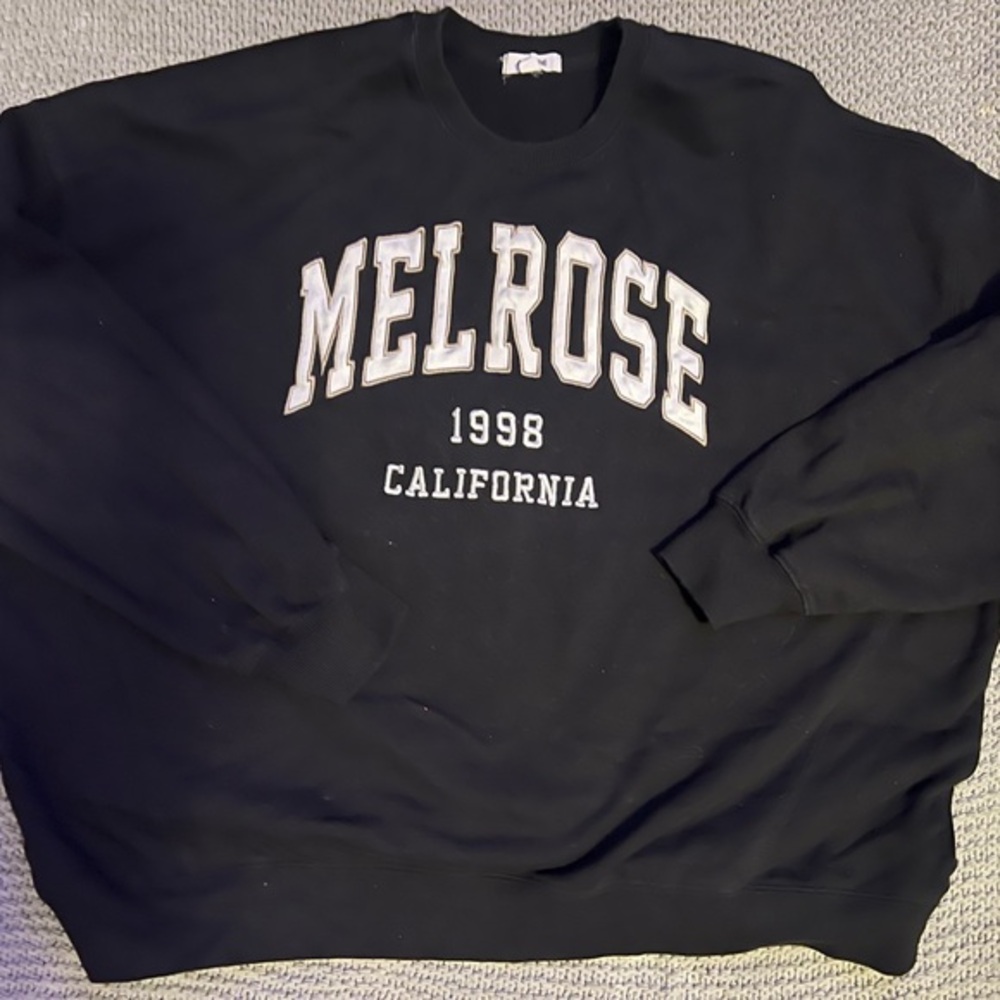 Garage Black Crewneck Sweater with White Lettering